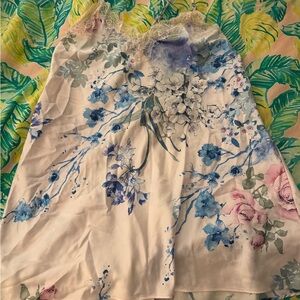 Floral Print Dress with Lace Trim